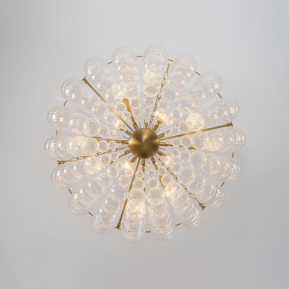Caeluvyt Draped Ribbed Bubble Glass Pendant Chandelier