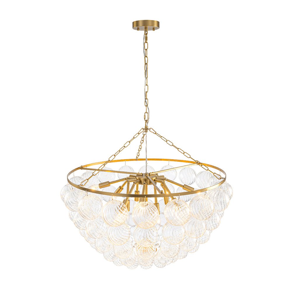 Caeluvyt Draped Ribbed Bubble Glass Pendant Chandelier
