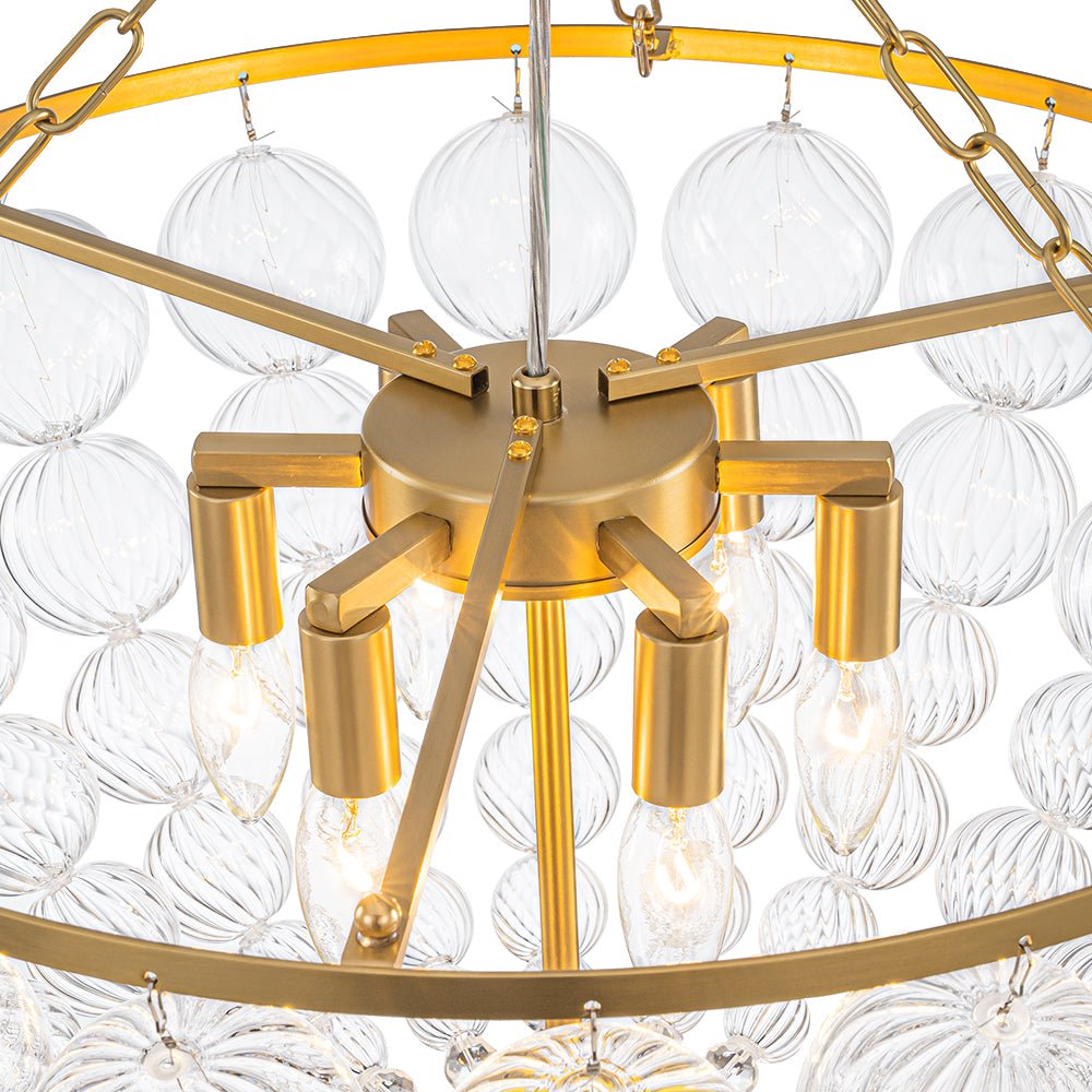 Caeluvyt Draped Ribbed Bubble Glass Pendant Chandelier