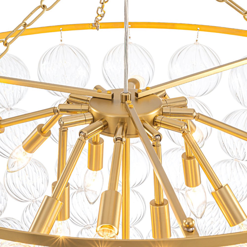 Caeluvyt Draped Ribbed Bubble Glass Pendant Chandelier
