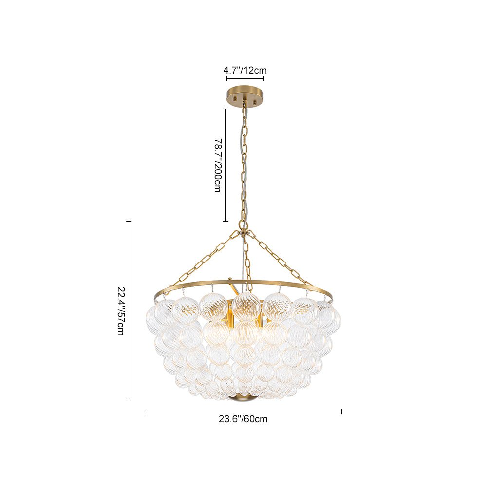 Caeluvyt Draped Ribbed Bubble Glass Pendant Chandelier