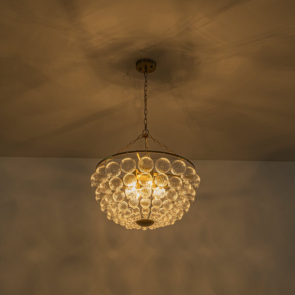 Caeluvyt Draped Ribbed Bubble Glass Pendant Chandelier