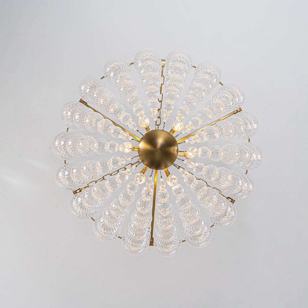 Caeluvyt Draped Ribbed Bubble Glass Pendant Chandelier