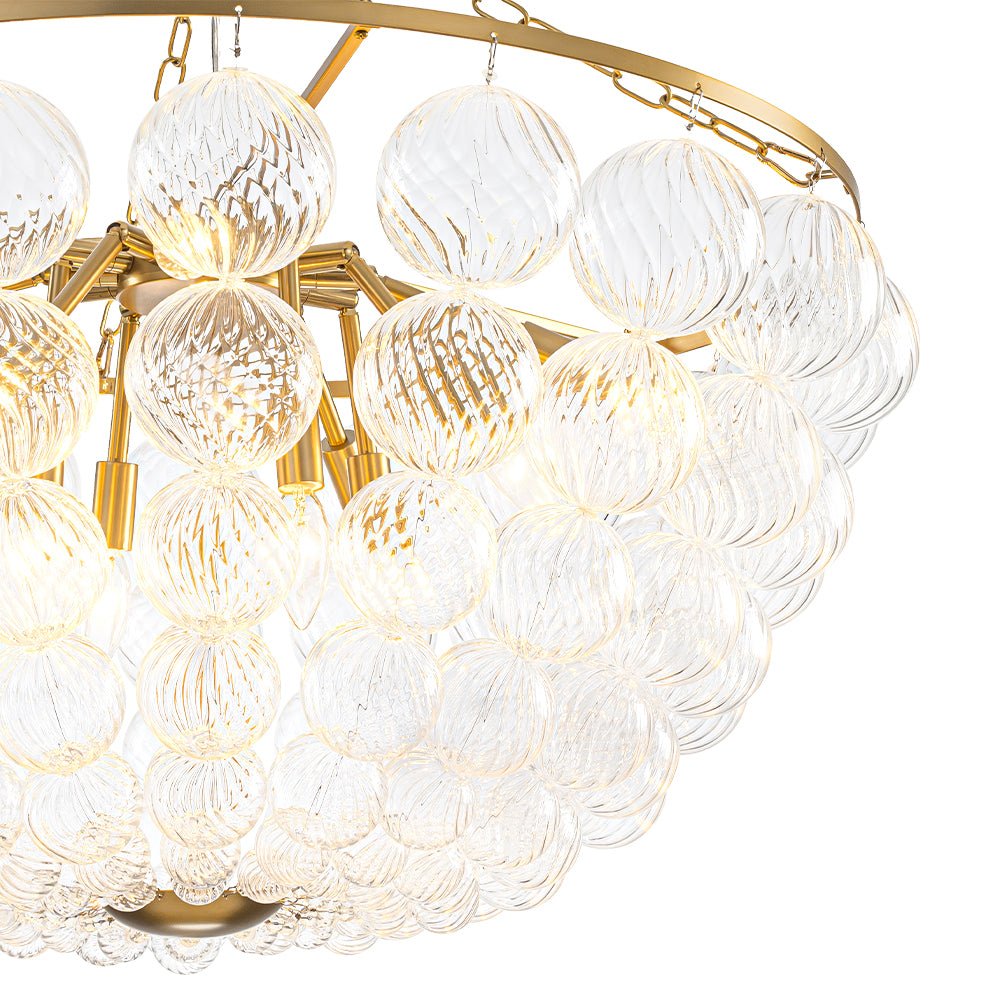 Caeluvyt Draped Ribbed Bubble Glass Pendant Chandelier