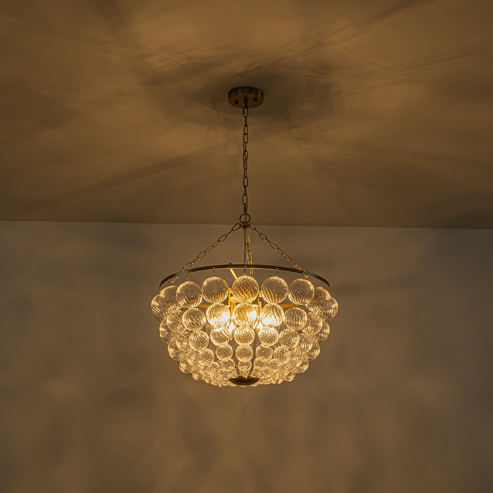 Caeluvyt Draped Ribbed Bubble Glass Pendant Chandelier