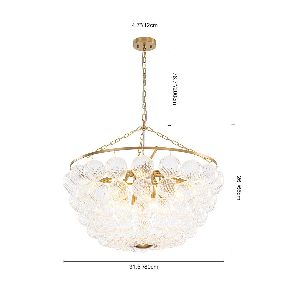 Caeluvyt Draped Ribbed Bubble Glass Pendant Chandelier