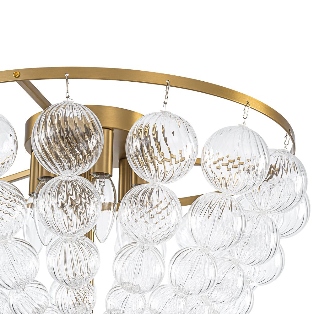 Aevuvux Draped Ribbed Globe Glass Semi Flush Chandelier