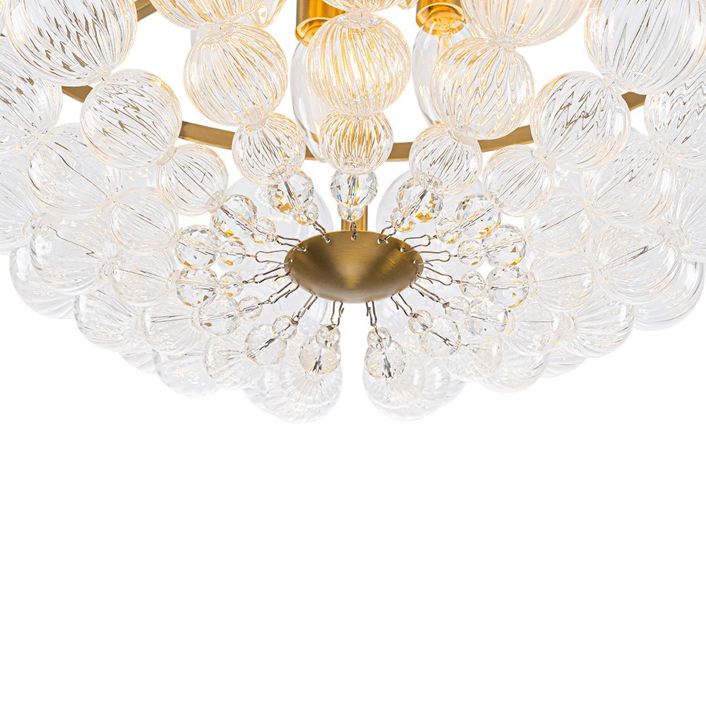 Aevuvux Draped Ribbed Globe Glass Semi Flush Chandelier