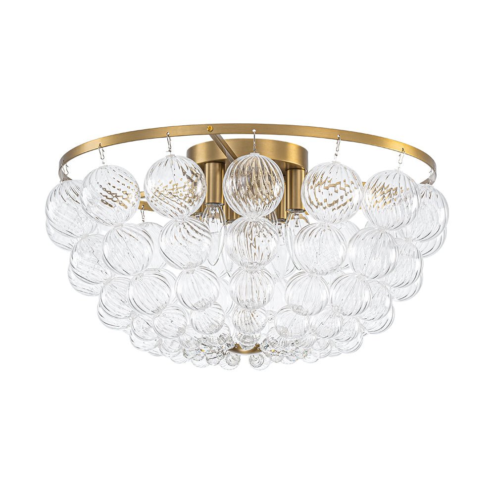 Aevuvux Draped Ribbed Globe Glass Semi Flush Chandelier