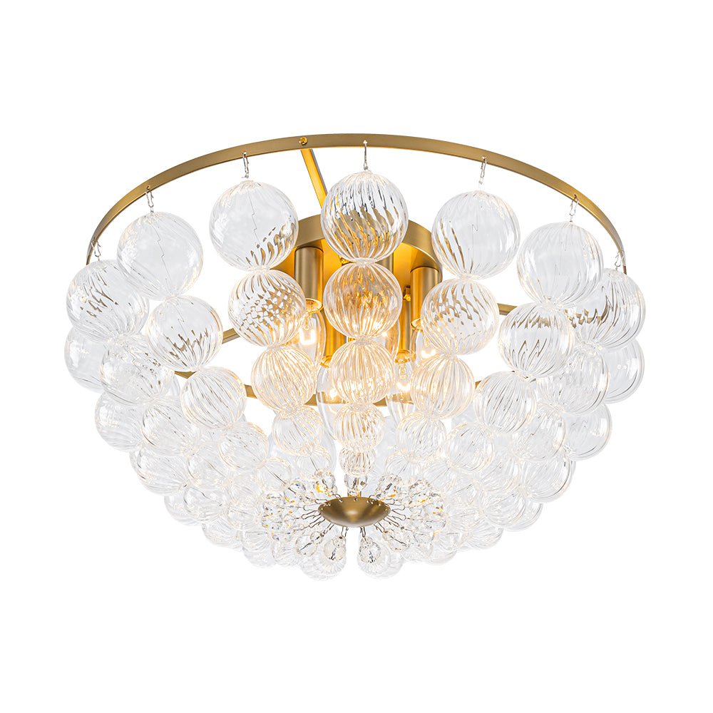 Aevuvux Draped Ribbed Globe Glass Semi Flush Chandelier