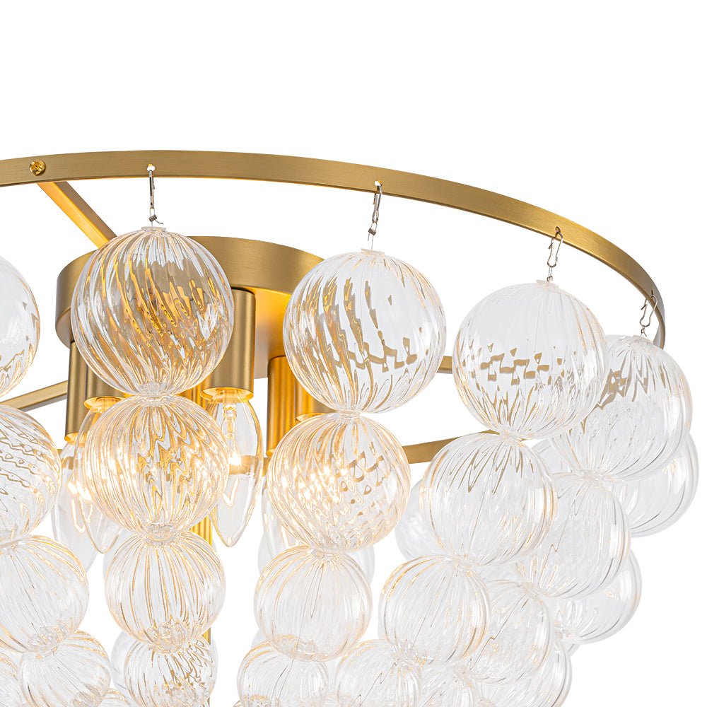 Aevuvux Draped Ribbed Globe Glass Semi Flush Chandelier