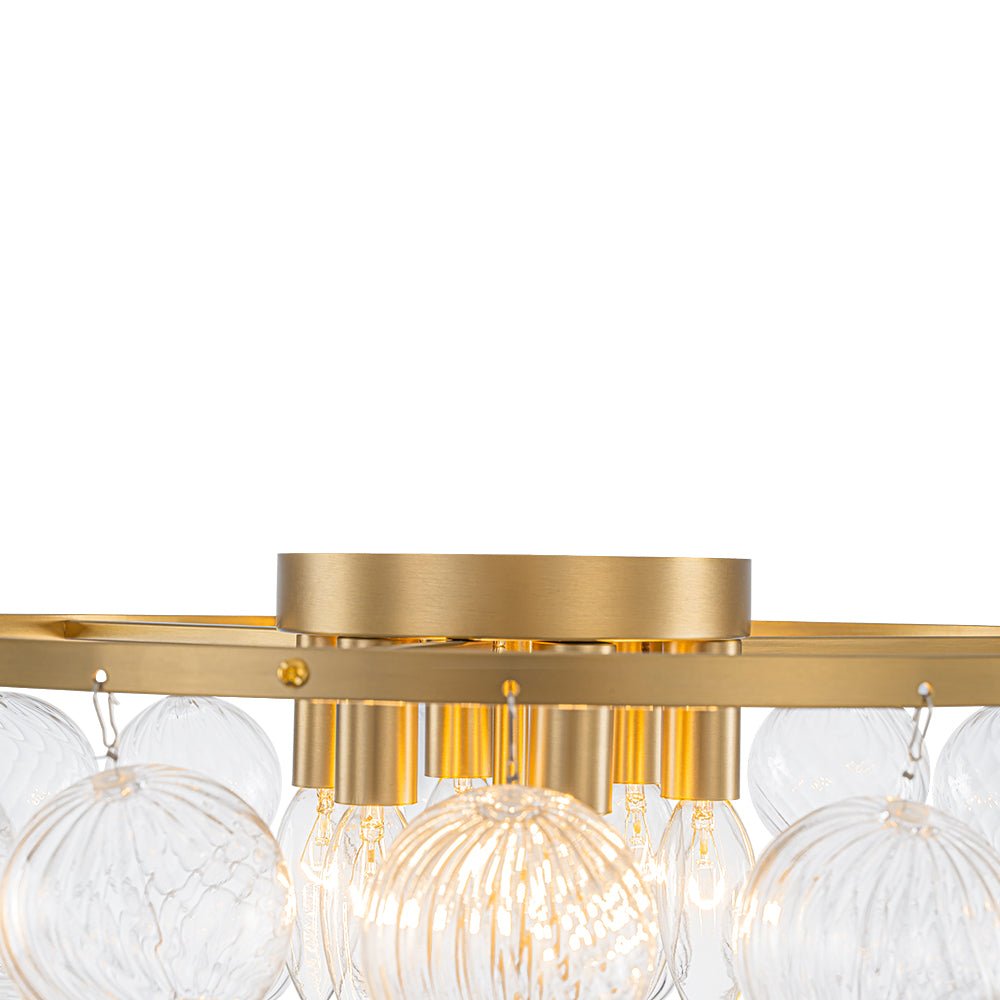 Aevuvux Draped Ribbed Globe Glass Semi Flush Chandelier