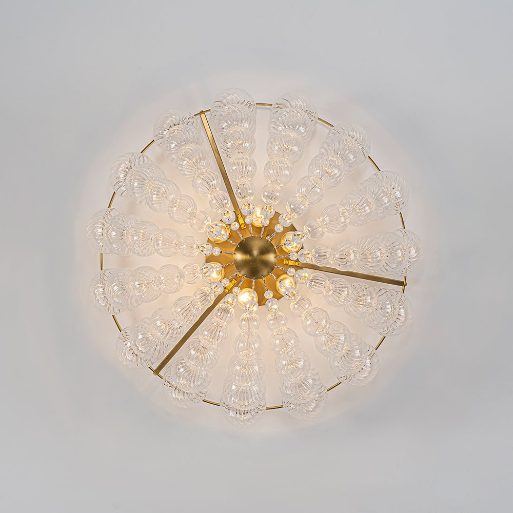 Aevuvux Draped Ribbed Globe Glass Semi Flush Chandelier