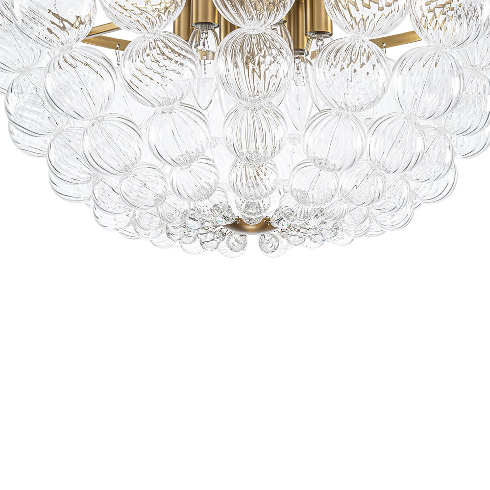 Aevuvux Draped Ribbed Globe Glass Semi Flush Chandelier