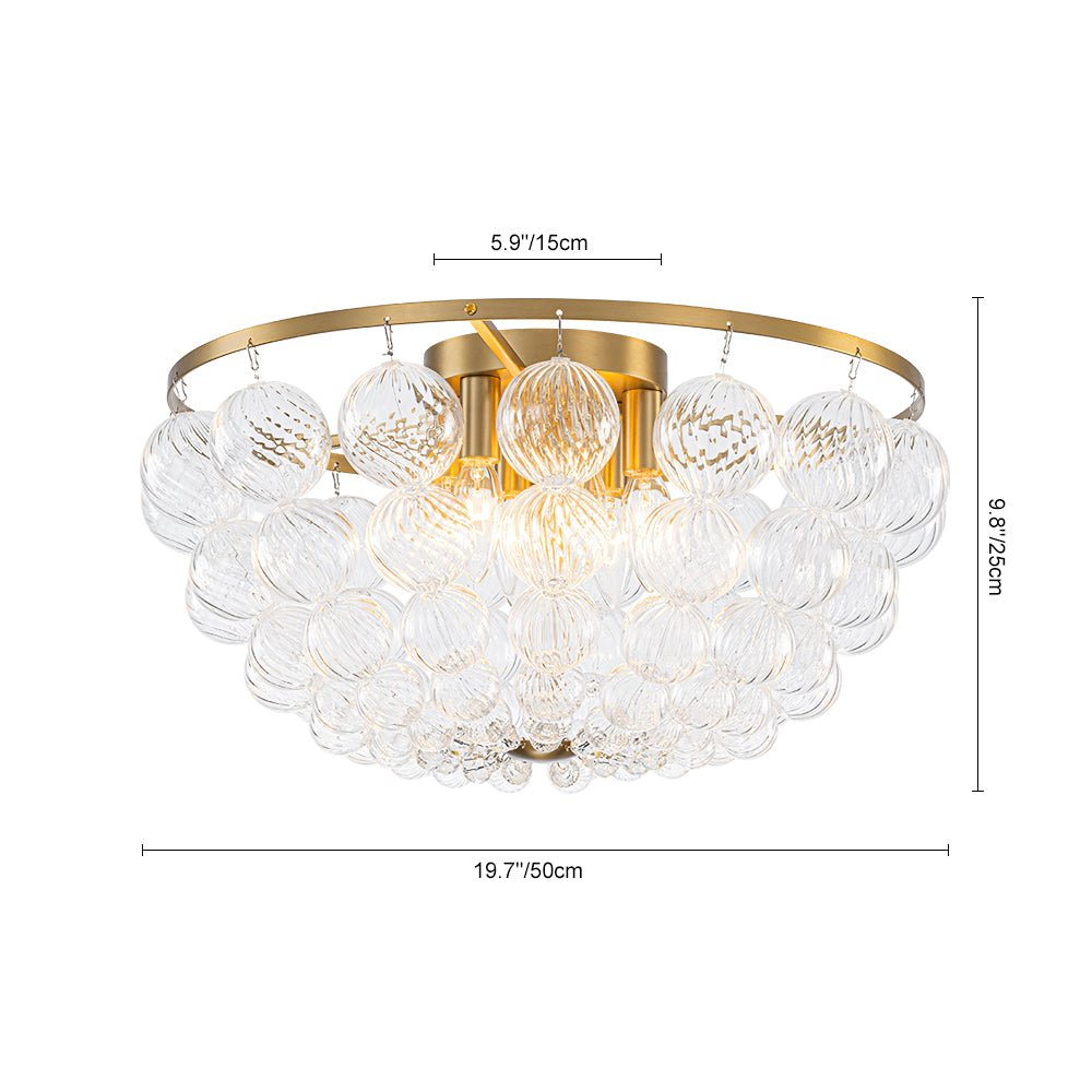 Aevuvux Draped Ribbed Globe Glass Semi Flush Chandelier