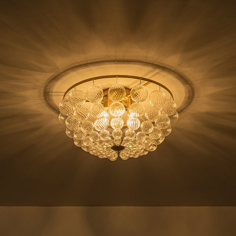Aevuvux Draped Ribbed Globe Glass Semi Flush Chandelier