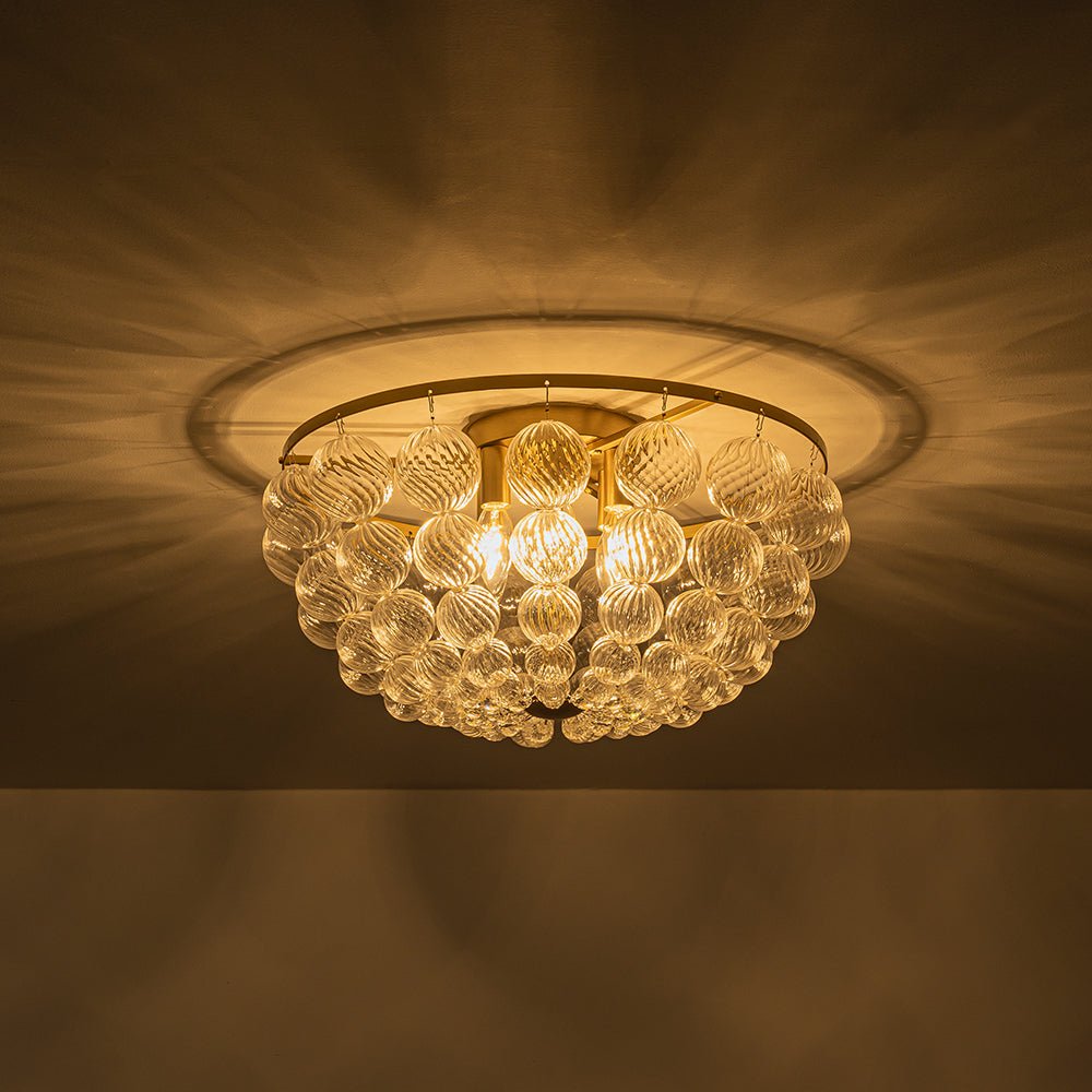 Aevuvux Draped Ribbed Globe Glass Semi Flush Chandelier