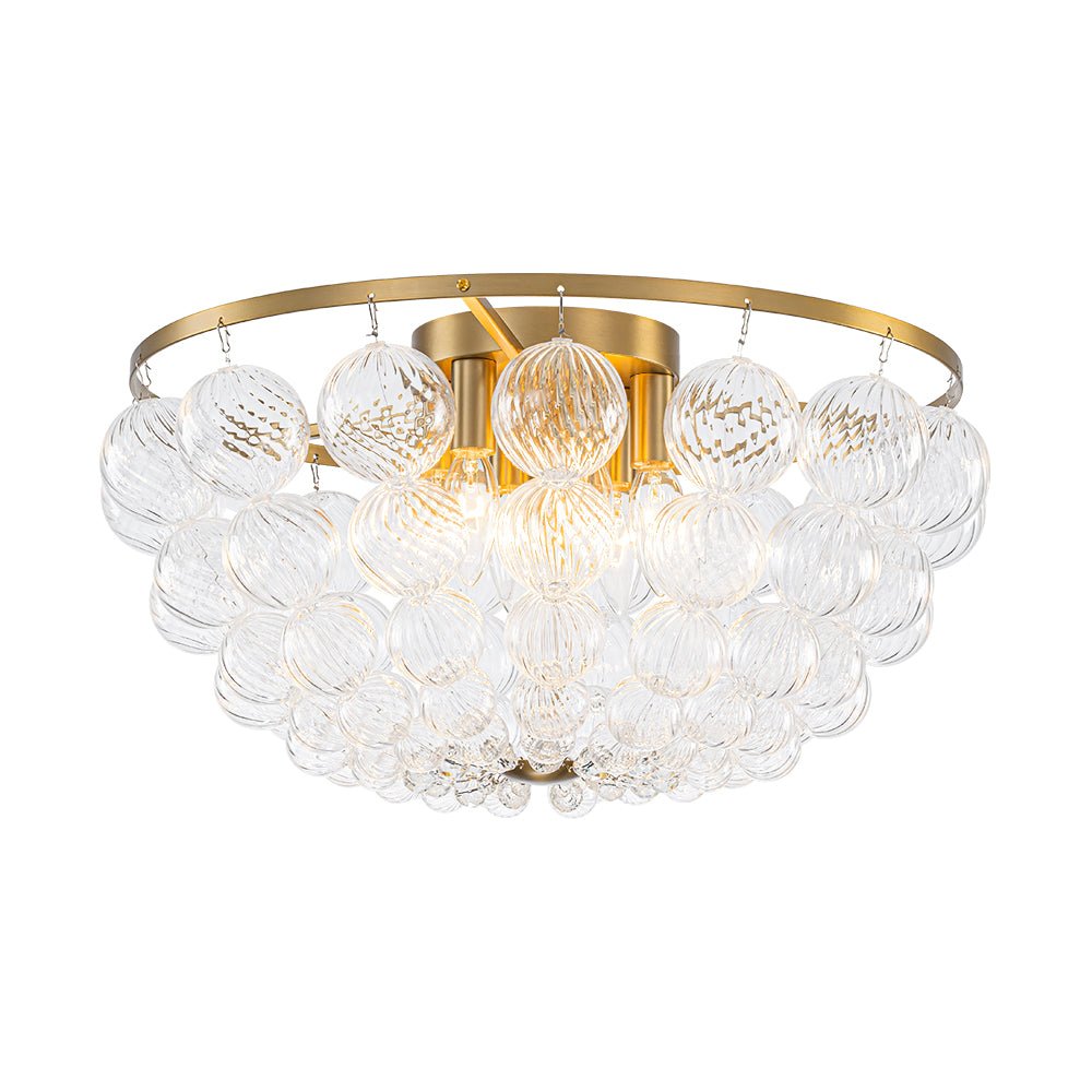 Aevuvux Draped Ribbed Globe Glass Semi Flush Chandelier
