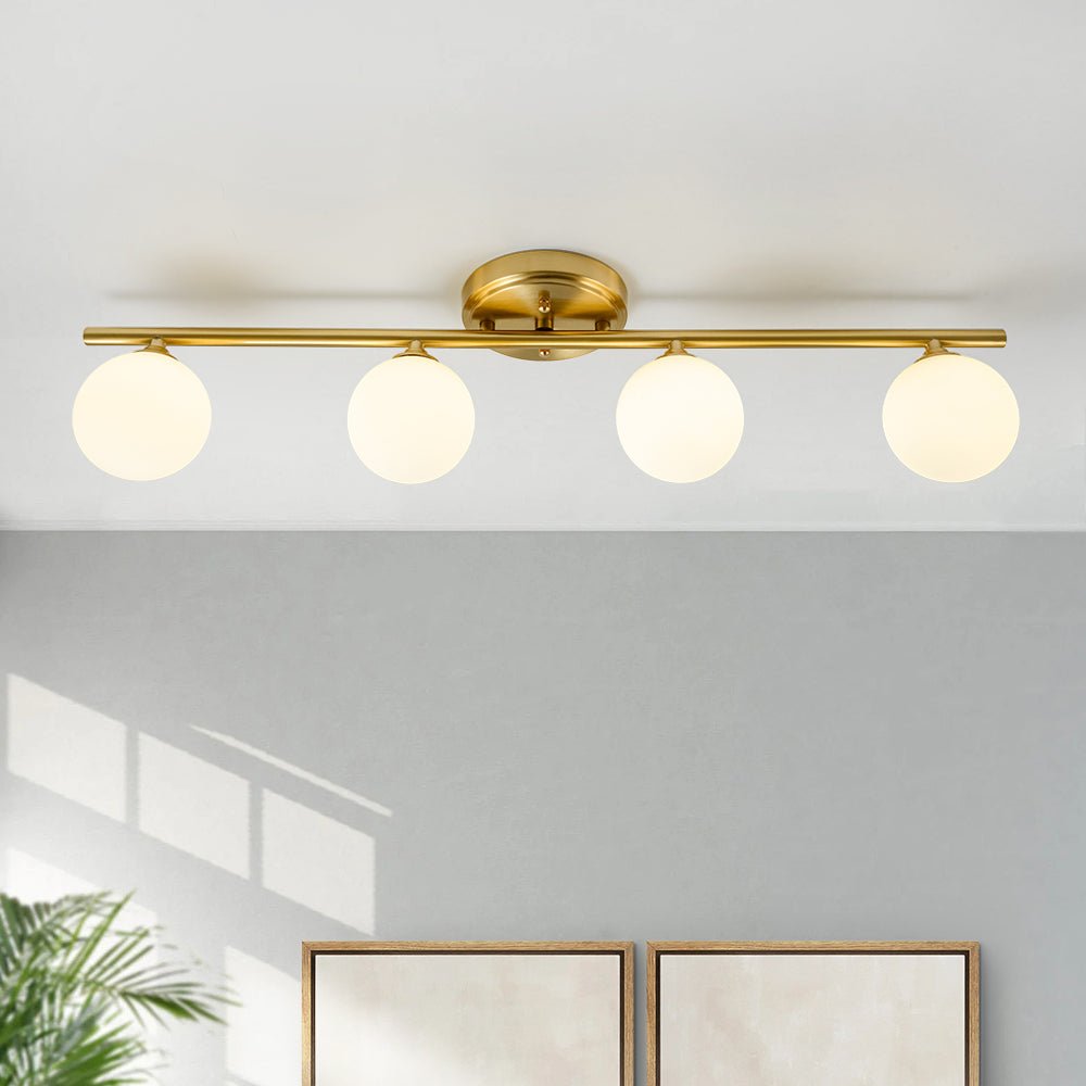 Dvalarinn Linear Globe Opal Glass Semi Flush Mount Vanity Light