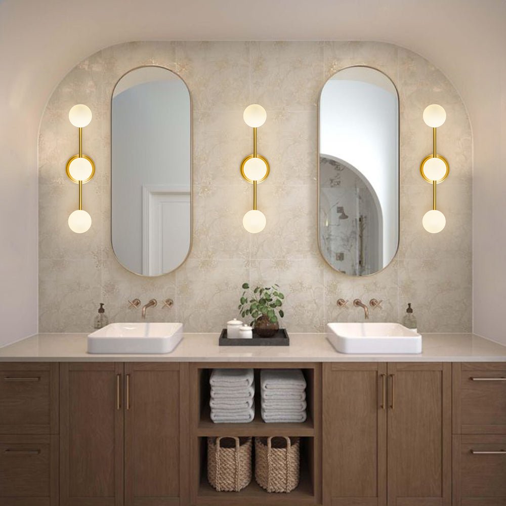 Dvalarinn Linear Globe Opal Glass Semi Flush Mount Vanity Light