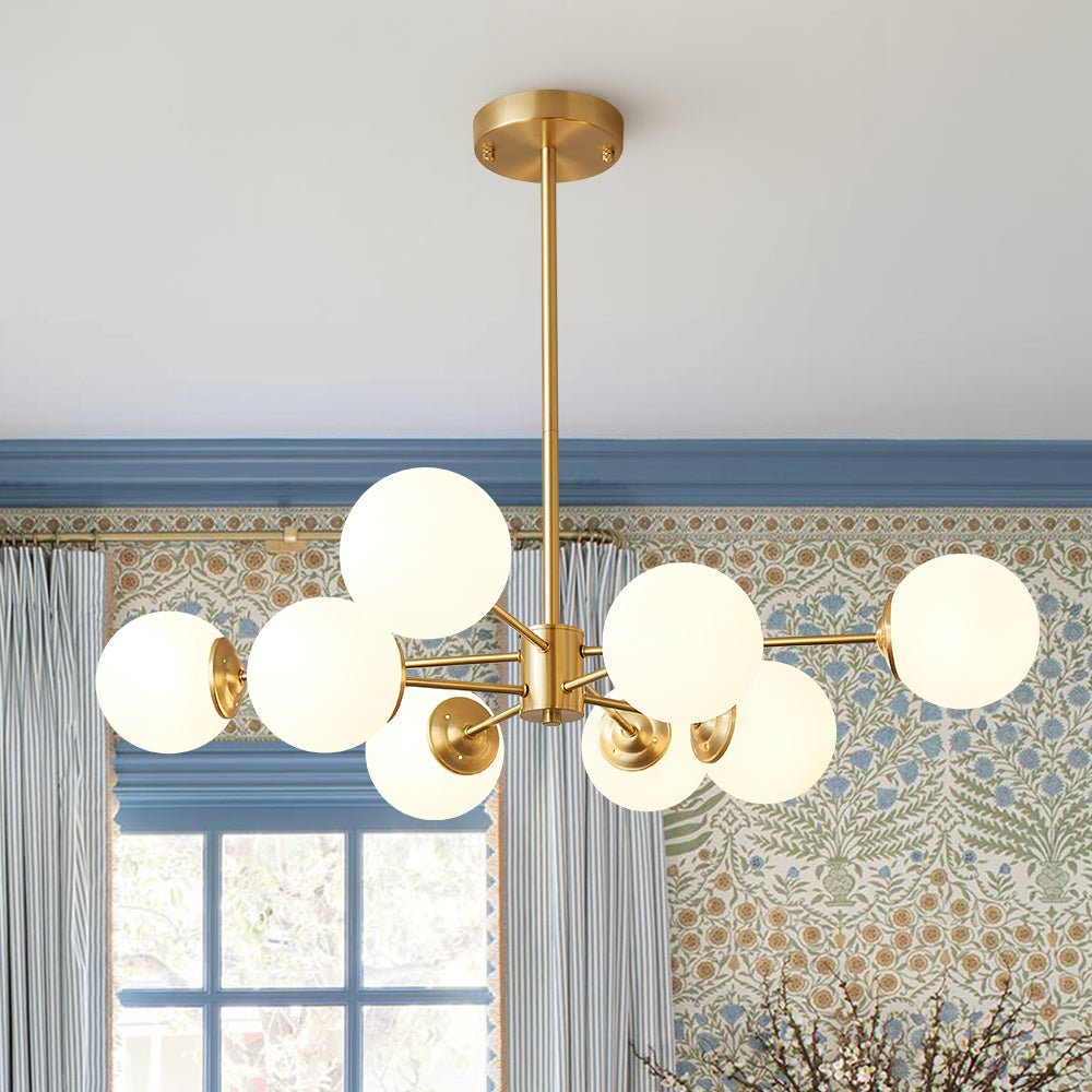 Aevig Minimalist Brass Opal Glass Chandelier