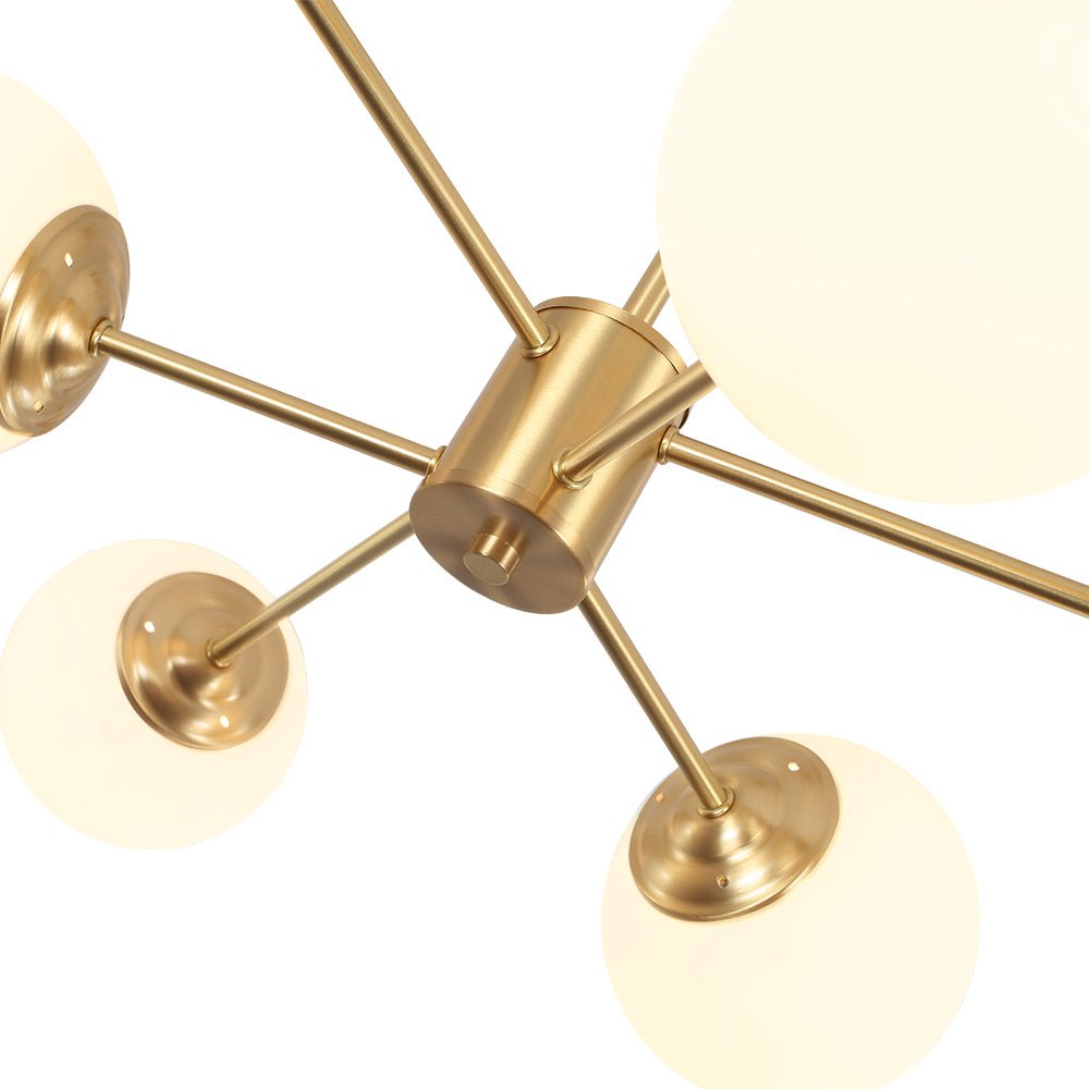 Aevig Minimalist Brass Opal Glass Chandelier