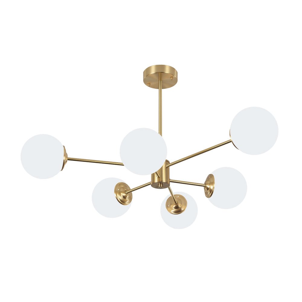 Aevig Minimalist Brass Opal Glass Chandelier