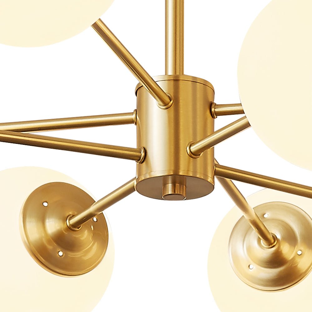Aevig Minimalist Brass Opal Glass Chandelier