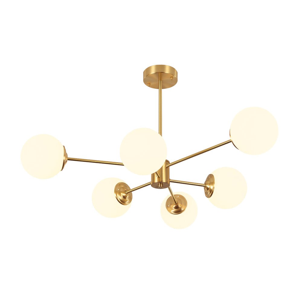 Aevig Minimalist Brass Opal Glass Chandelier
