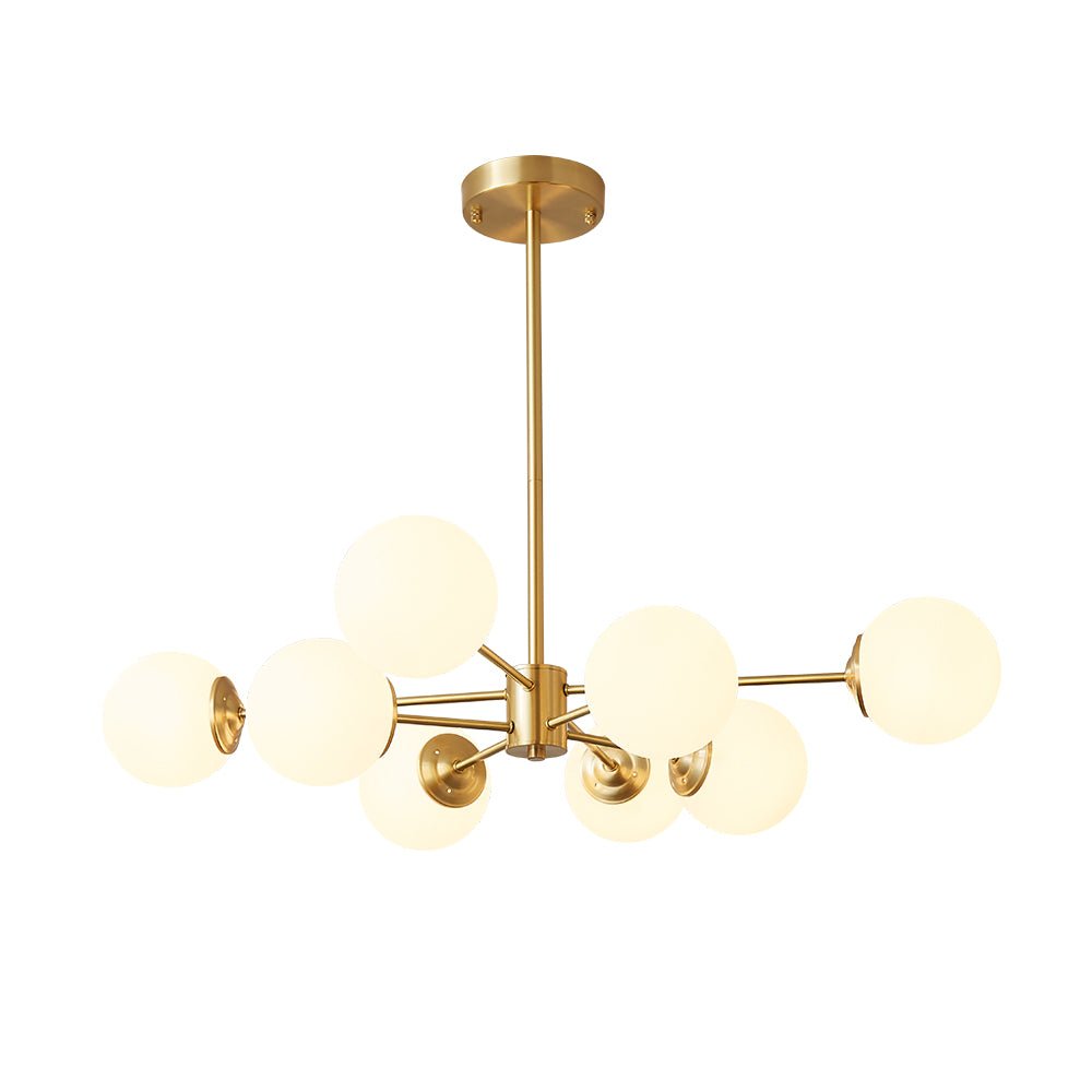 Aevig Minimalist Brass Opal Glass Chandelier