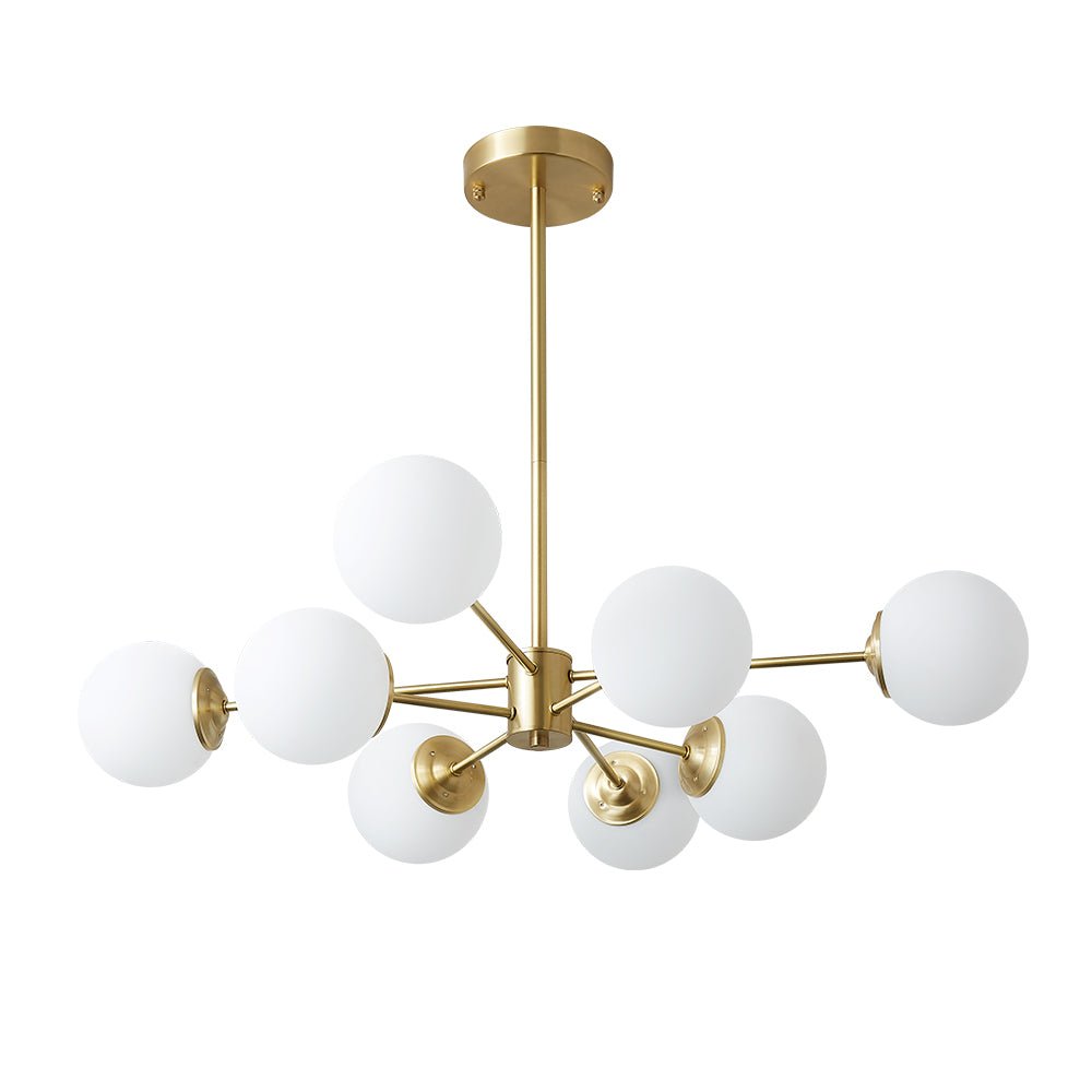 Aevig Minimalist Brass Opal Glass Chandelier