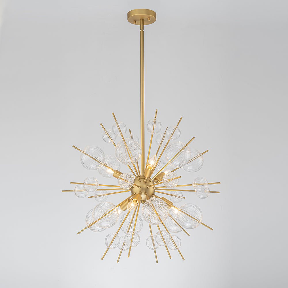 Yrvuvya Ribbed Globe Bubble Sputnik Glass Sunburst Chandelier - Lamp Copper