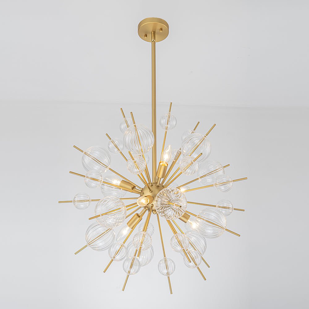 Yrvuvya Ribbed Globe Bubble Sputnik Glass Sunburst Chandelier - Lamp Copper