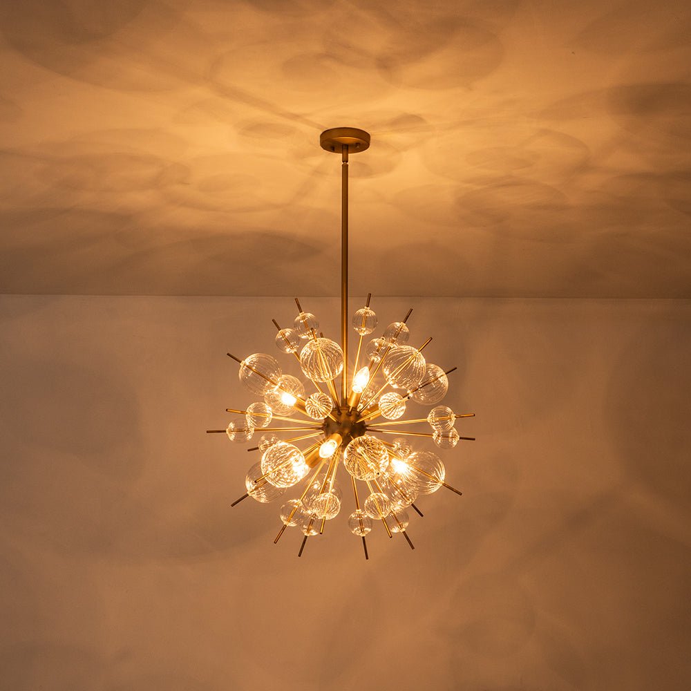 Yrvuvya Ribbed Globe Bubble Sputnik Glass Sunburst Chandelier - Lamp Copper
