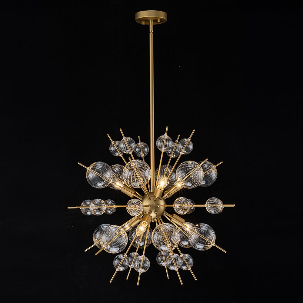 Yrvuvya Ribbed Globe Bubble Sputnik Glass Sunburst Chandelier - Lamp Copper