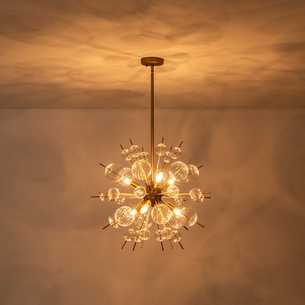 Yrvuvya Ribbed Globe Bubble Sputnik Glass Sunburst Chandelier - Lamp Copper