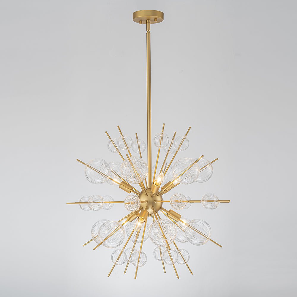Yrvuvya Ribbed Globe Bubble Sputnik Glass Sunburst Chandelier - Lamp Copper
