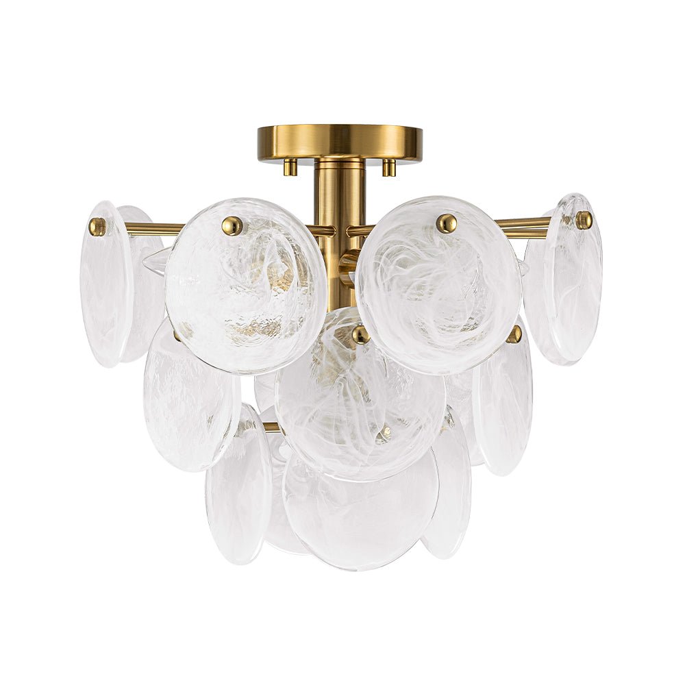 Kospa Modern Opal Swirl Glass Semi Flush Chandelier