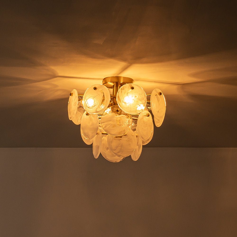 Kospa Modern Opal Swirl Glass Semi Flush Chandelier