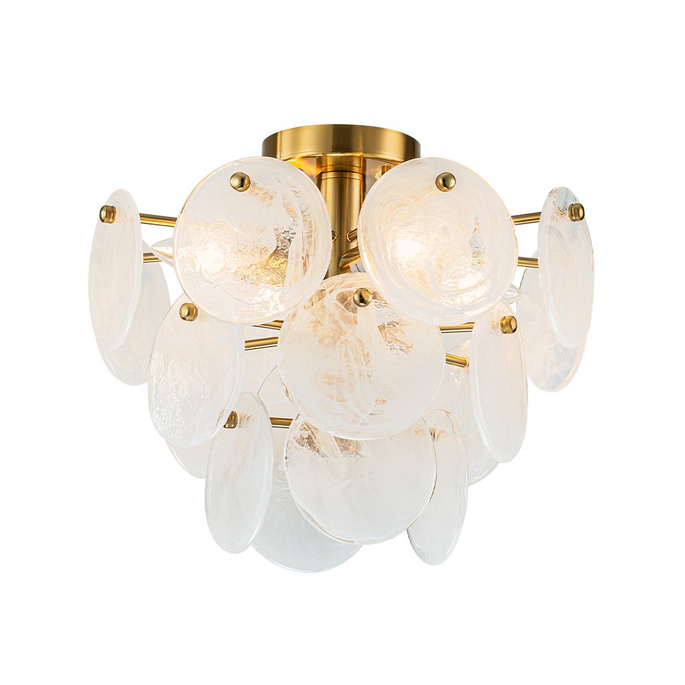 Kospa Modern Opal Swirl Glass Semi Flush Chandelier