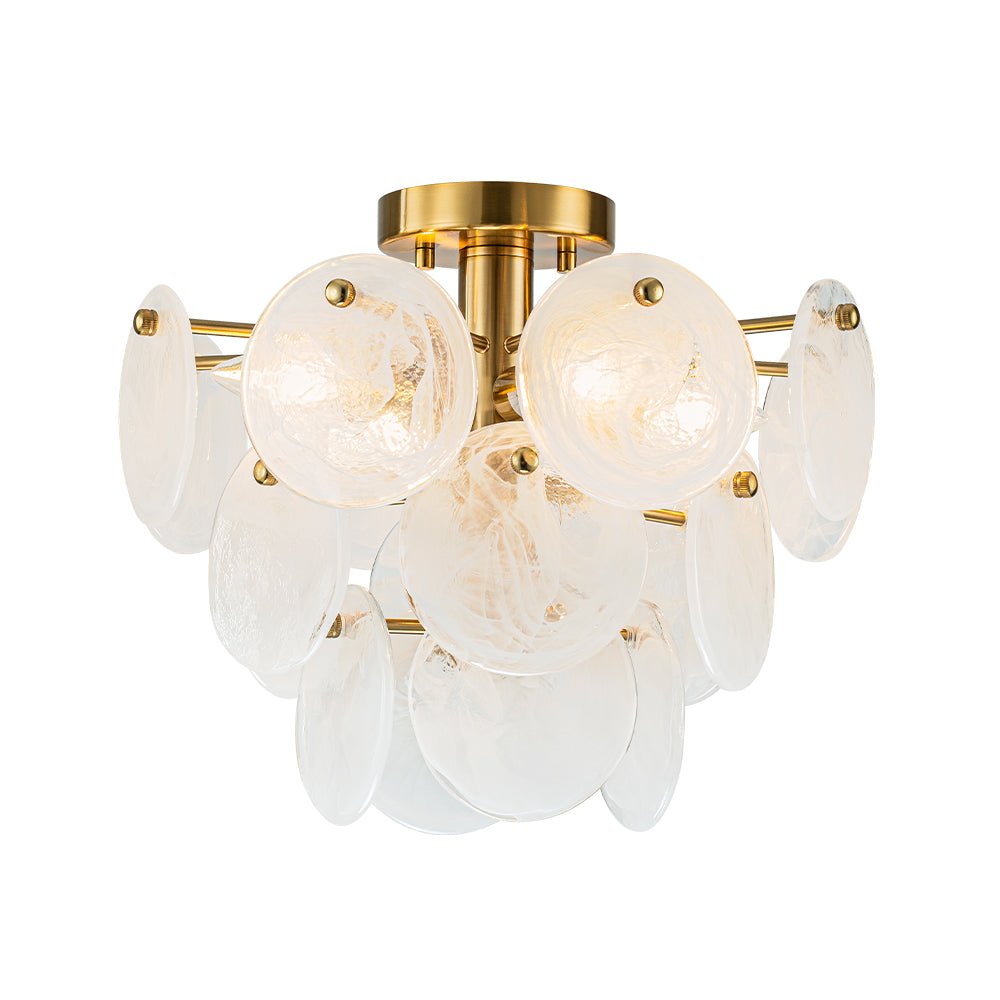 Kospa Modern Opal Swirl Glass Semi Flush Chandelier