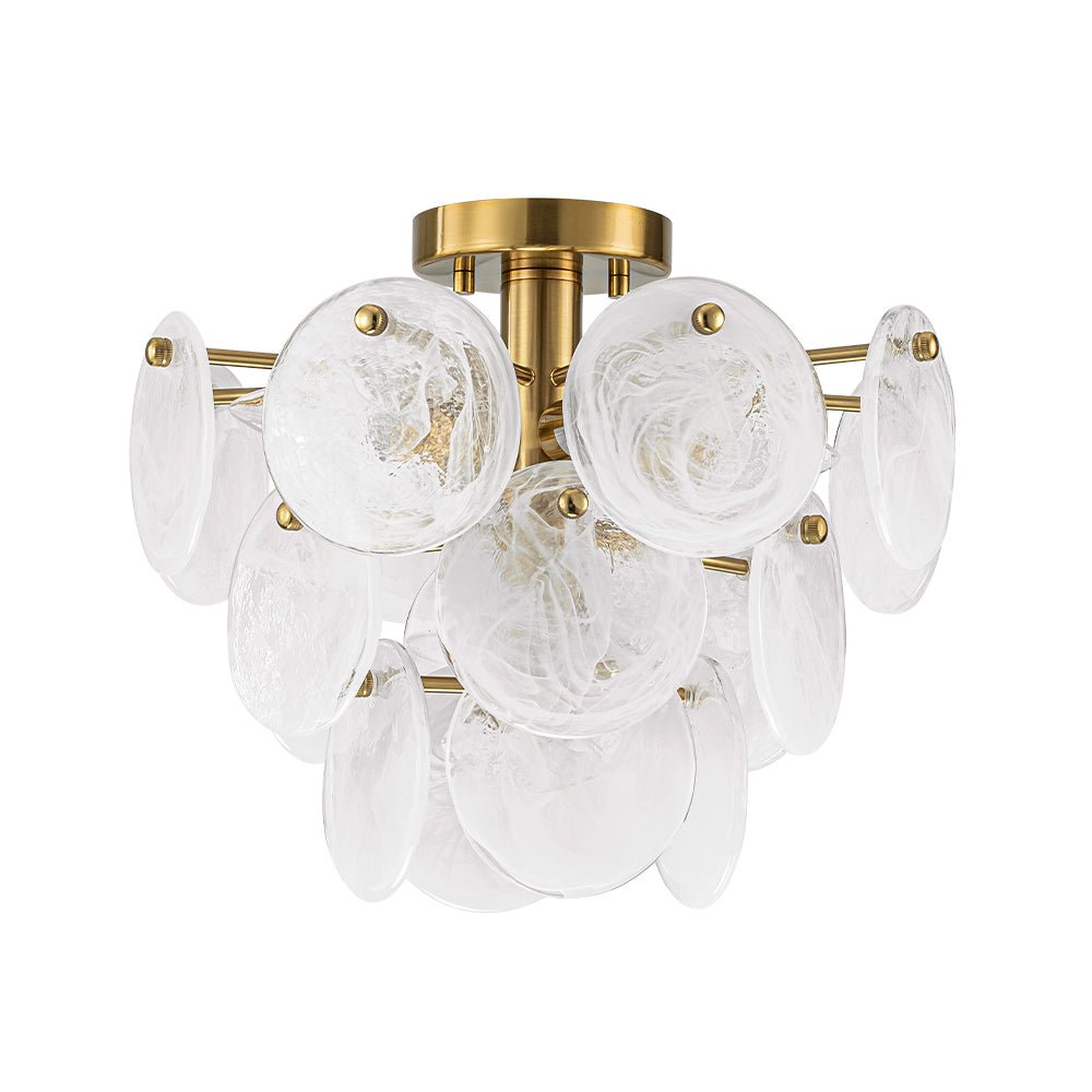 Kospa Modern Opal Swirl Glass Semi Flush Chandelier