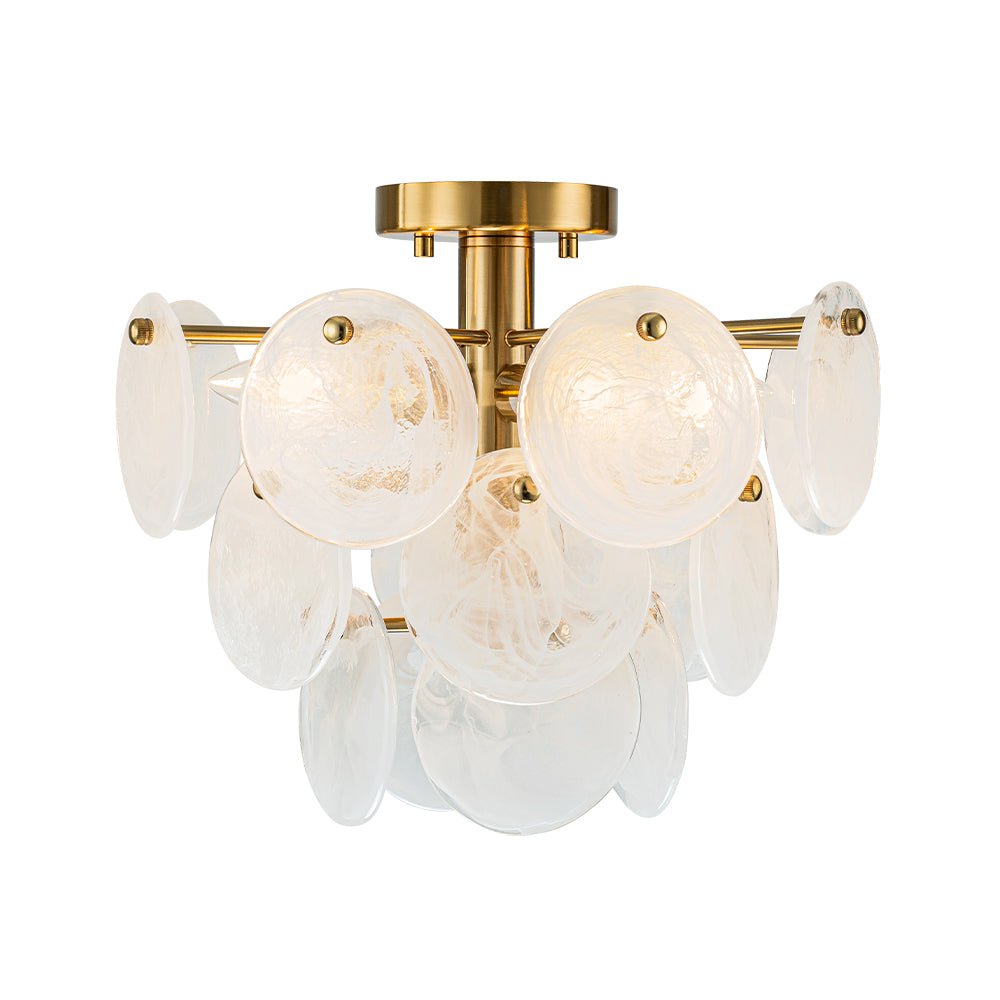 Kospa Modern Opal Swirl Glass Semi Flush Chandelier
