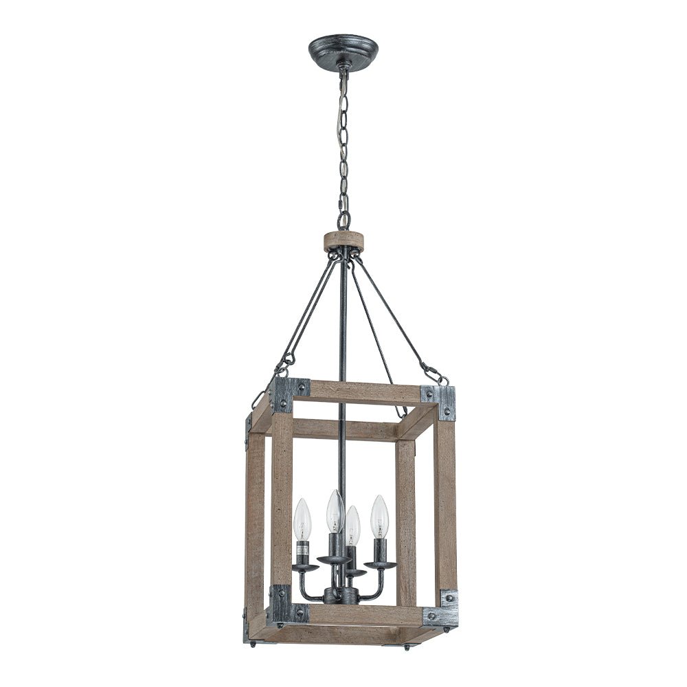 Alvuvo Candle Style Weathered Wood Pendant Light