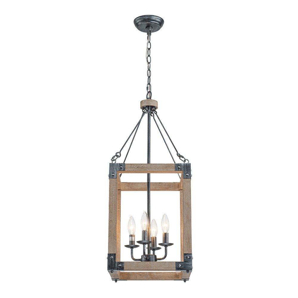 Alvuvo Candle Style Weathered Wood Pendant Light
