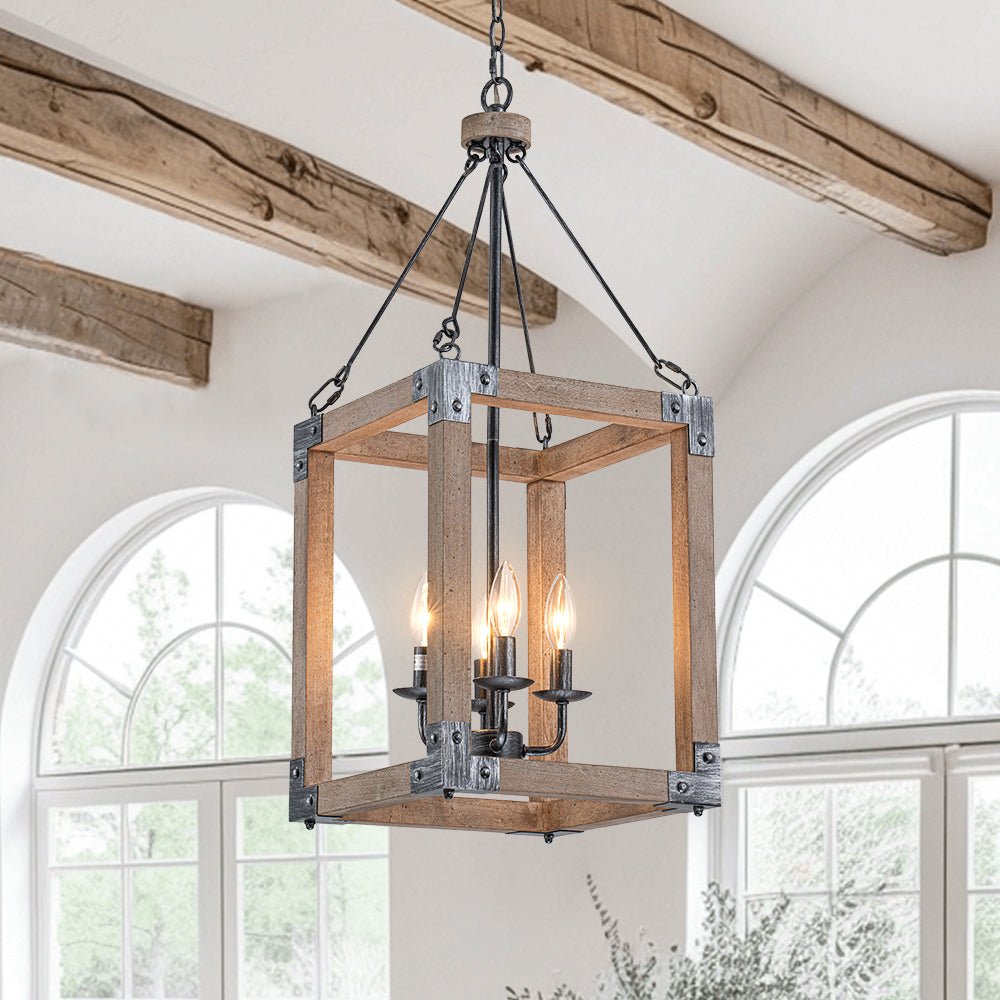Alvuvo Candle Style Weathered Wood Pendant Light