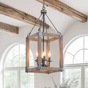 Alvuvo Candle Style Weathered Wood Pendant Light