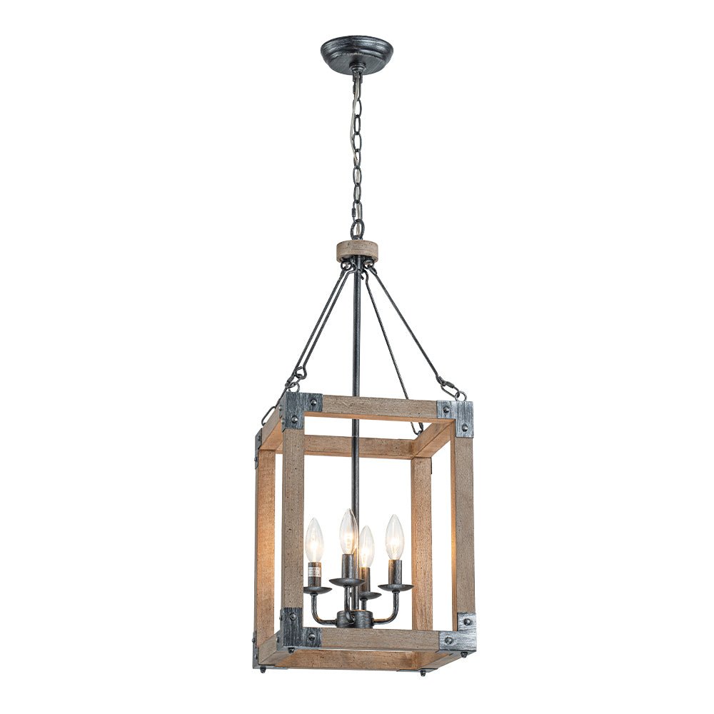 Alvuvo Candle Style Weathered Wood Pendant Light