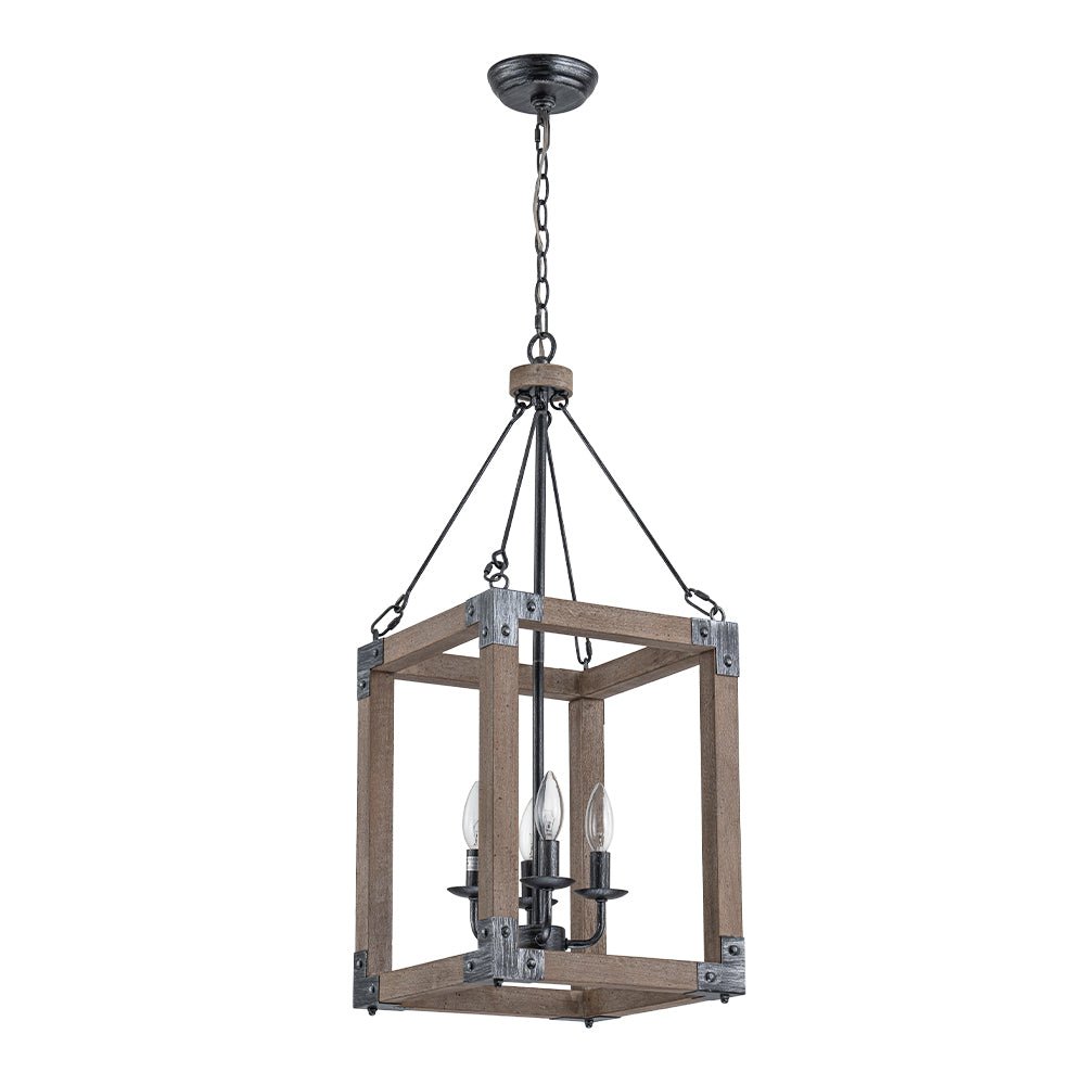 Alvuvo Candle Style Weathered Wood Pendant Light