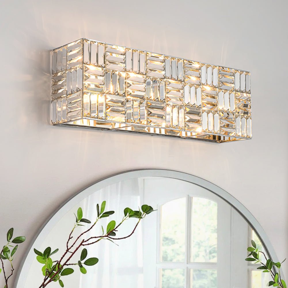 Himinuvyx Chrome Luxe Linear Rectangle Crystal Vanity Light